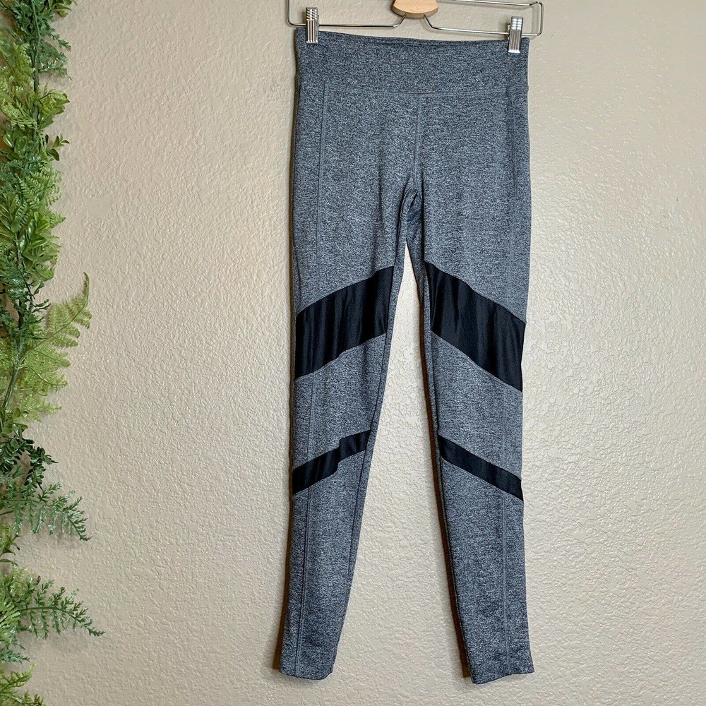 🌳 Forever 21 Leggings Gray Black Paneled Ankle S